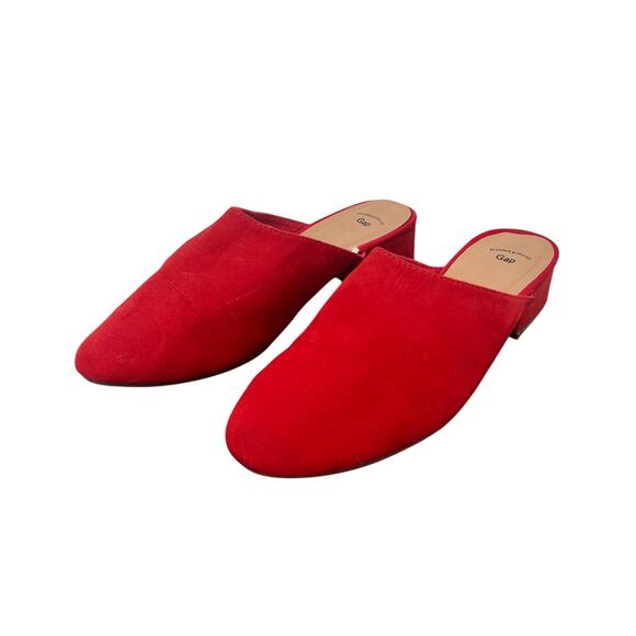 Gap Red Faux Suede Heeled Mules Women's Size 9 - Picture 2 of 5